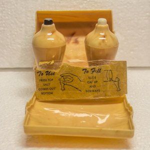 Vintage Carvanite Salt & Pepper set in box with original directions